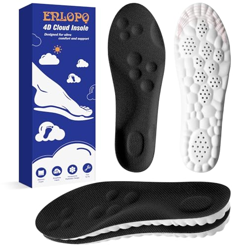 4D Cloud-Like Comfort Soles for Men - Soft Memory Foam Cushioning Insoles - Trim to Fit Steppers Insoles with Arch Support for Foot Pain Relief and Fatigue Reduction(US M 7.5-10.5)