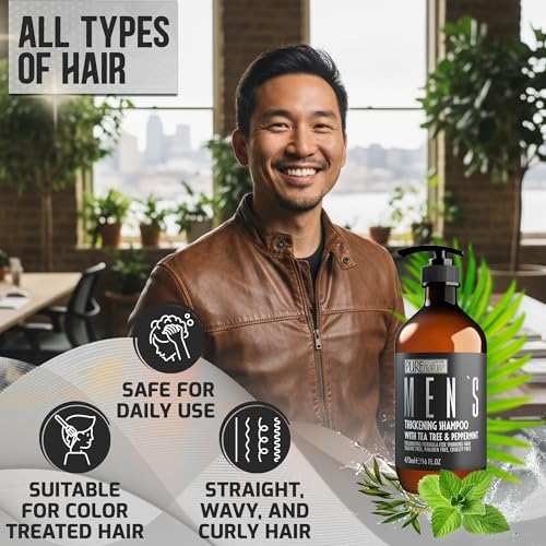 Image of Mens Shampoo - Sulfate Free for Thinning Hair - Volumizing and Hair Thickening - Salon Grade, Professional Formula for Thin and Fine Hair Men - Strengthening Paraben Free Shampoo - 16 Fl Oz