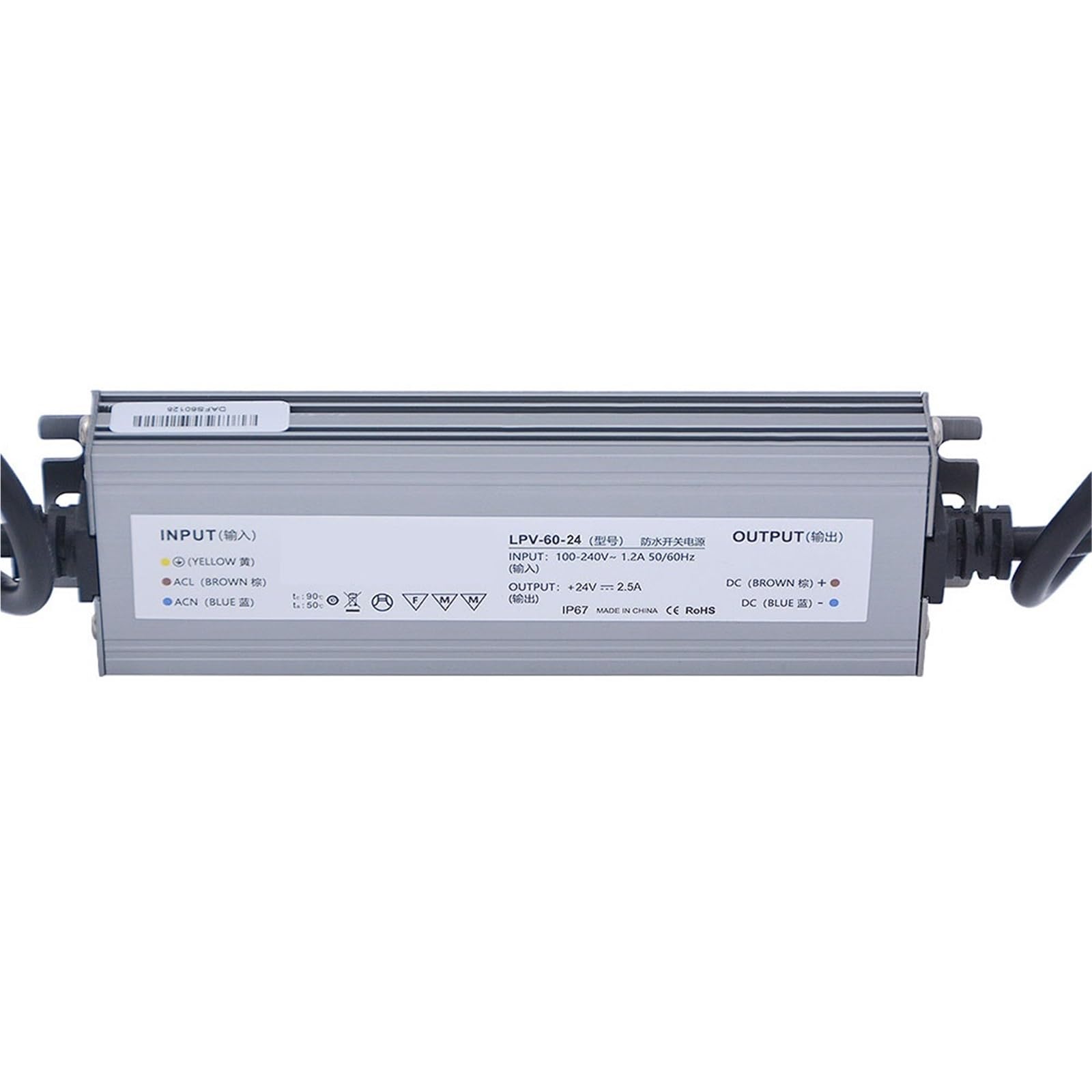 FCARUMIQP LPV-60-24 60W 24V 2.5A IP67 Switching Power Supply 1Pcs