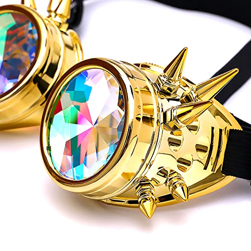 Image of 3-5 Days Delivery Kaleidoscope Rave Rainbow Crystal Lenses Steampunk Goggles