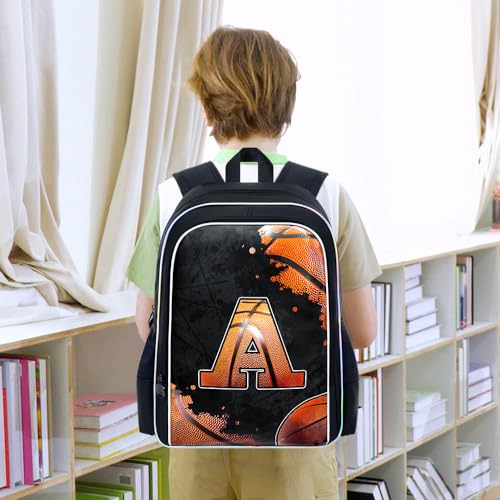 Image of AGSDON 3PCS Basketball Backpack for Boys, 17 inch Kids Bookbag Water Resistant and Lightweight with Lunch Box for Teen