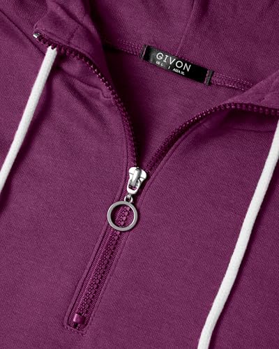 Image of GIVON Womens Casual Zip Up Hoodie Cotton Blend Soft Fabric Basic Layering Hooded Jacket with Kangaroo Pocket