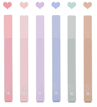 SXWLJT 6 Pcs Aesthetic Cute Highlighters Bible Highlighters, Cream Colors Chisel Tip, No Bleed Dry Quick, Perfect for Bible Study Notes School Office (SET OF 6 SINGLE SIDED)