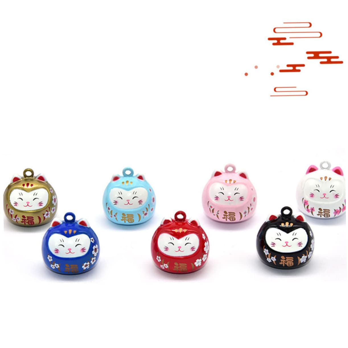 Petit Pendentif Cloche Japonaise Cuivre avec Chat Décor Porte-clés Et Cartable Accessoire Suspendu pour DIY Bruit Eau Blanc