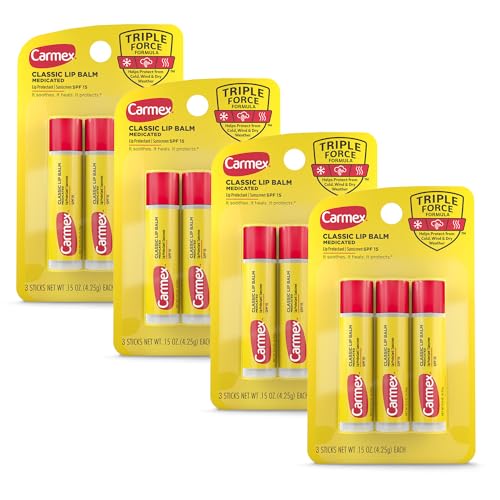 Carmex Classic Medicated Lip Balm Sticks, Lip Moisturizer for Cha...