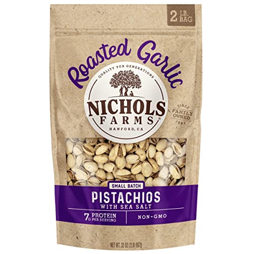 Image of Nichols Farms California Grown Pistachios, InShell, Nutrient Rich Snack Packs, Roasted Garlic, 2LB