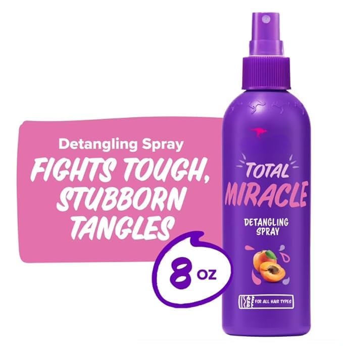 Total Miracle Hair Detangling Spray with Apricot Oil, All Hair Types, 8 fl oz, Purple (pack-1)