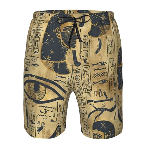 Men's Quick Dry Swim Shorts Egyptian Hieroglyphs Mystical Eye Scarab Pharaoh Vintage Beach Trunks with Pockets3