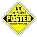 Minuteman Signs | Aluminum No Trespassing Posted Diamond Shaped Signs 4 Pack (Yellow)