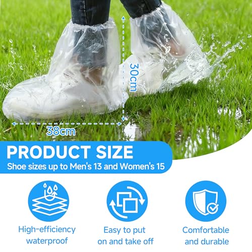 CNPMBO Waterproof Shoe Covers for Rain 10 Pairs Disposable Plastic Rain Shoe Covers Reusable Shoe Ponchos & Boot Covers for Adults' Short Size, Outdoor Travel Commuting and Indoor Protection (Clear) by CNPMBO - Used condition - Image 2