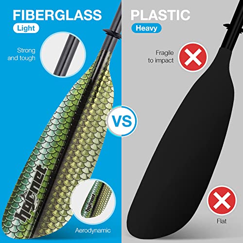 Image of Hornet Watersports Fiberglass Kayak Paddle for Adults- Ideal for Touring, Fishing and Boating- 90.5 inches / 230CM Adjustable with Carbon Fiber Shaft- Kayak Oars Kayaking Equipment