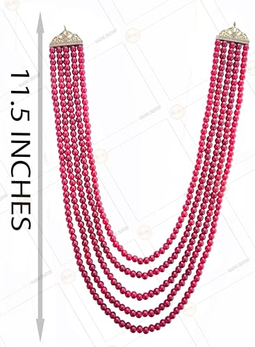 Image of Pearl Necklace Jewellery for Groom Dulha Moti Mala Haar for Men(5 Line)