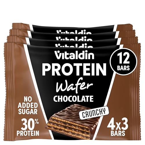VITALDIN Protein Wafer 30% Sabor Chocolate | Alto Contenido en Proteína sin azúcar azadido | Colágeno Hidrolizado | Reducido de Carbohidratos |Barritas Proteicas barquillo con oblea Saludable