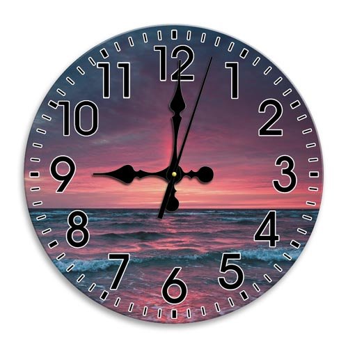 Arabic Numbers Round Wall Clock Non-Ticking Frameless Silent Pretty Ocean 10 Inch / 25 cm Diameter