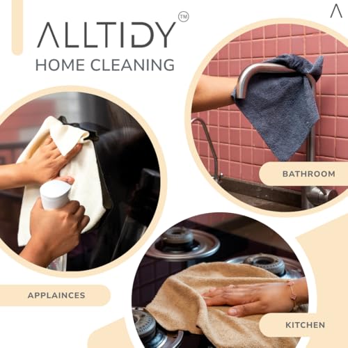 Image of Microfiber Cleaning Cloth Roll | Reusable & Washable Tear-Away Towels - 30x30 cm | Absorbent & Lint-Free for Kitchen, Car, Bike, Home, Hotels, Clinics & Salons (15 Pulls, Beige)