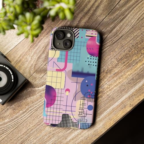 Coque iPhone 15 Plus motif géométrique abstrait bleu rigide mate - 3