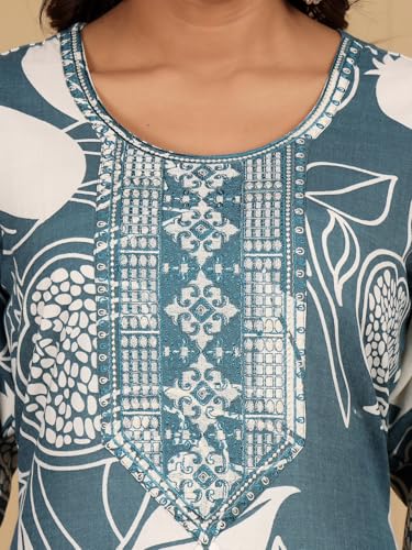 Image of Varanga Women-Gota Detailed Ethnic Floral Printed Kaftan & Trouser