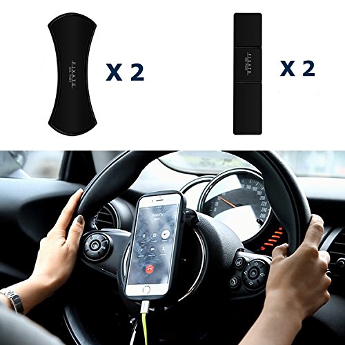 Tekemai Almohadillas de Gel de Fijaciones, Almohadillas de Gel pegajosas de Soporte para teléfono, Almohadillas Antideslizantes, teléfonos/GPS/iPad/armarios de Cocina o azulejo, Negro - 4 Piezas