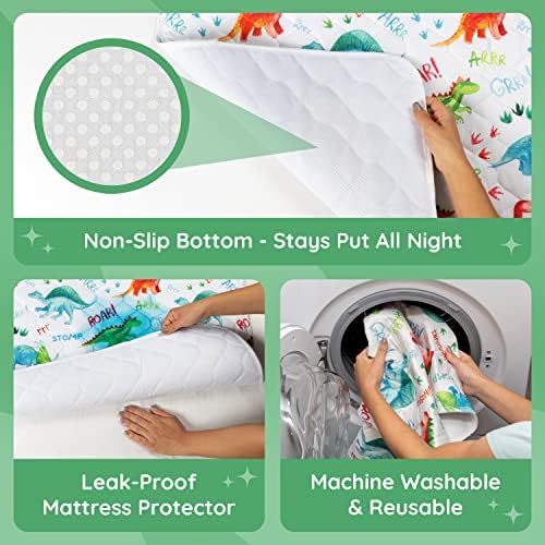 Potty training bed pad,mattress protector for 100% night time waterproof protection|Dinosaur |Lifesaver for mattress whilst night time Toilet training|easy to wash & dry|Fits toddler & single size bed