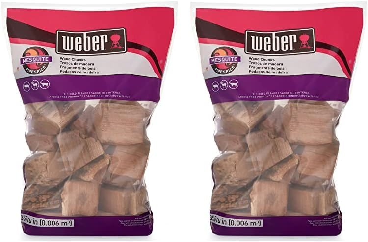Weber Trozos de madera de mezquite, para asar y ahumar, 4 libras (paquete de 2)
