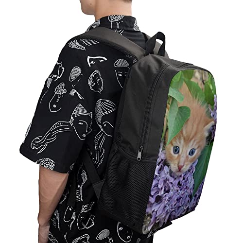 Sac à dos dames hommes avec impression chat 3D et grand volume informatique