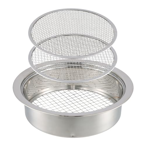 Gartensieb aus Edelstahl, Gartensieb mit 3 Austauschbaren Durchwurfsieb Edelstahl Kompostsieb Erdsieb, Garten Rundsieb, Kompostsieb für Kompost, Erde, Saatgut