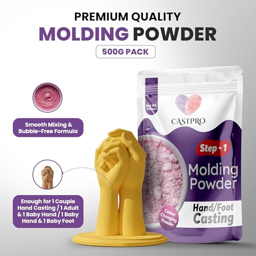 Image of Castpro Molding Powder 500g for Hand Casting | DIY Plaster Mold Kit for Couples Family Baby Handprint Keepsake | Ideal Gift Idea for Birthday Anniversary Wedding Occasion and Creative Home Decor