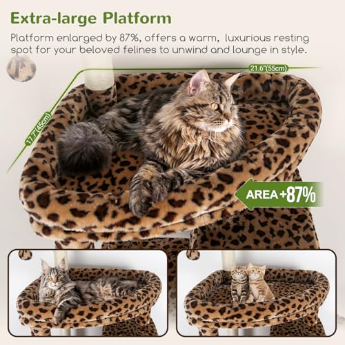 Image of Globlazer Giant Cat Tree for Indoor Large Cats, 83in, F83, Leopard Print