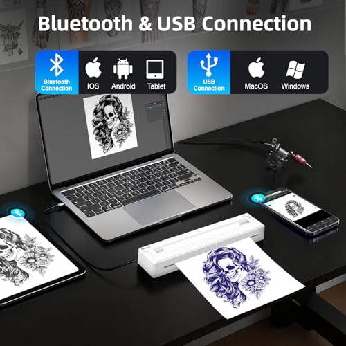 Image of Milestone M9 Professional Tattoo Stencil Printer, Upgraded 2-in-1 Wireless Bluetooth Portable Thermal Printer for Tattoo Stencils & Documents Compatible with Phone /Tablet /PC