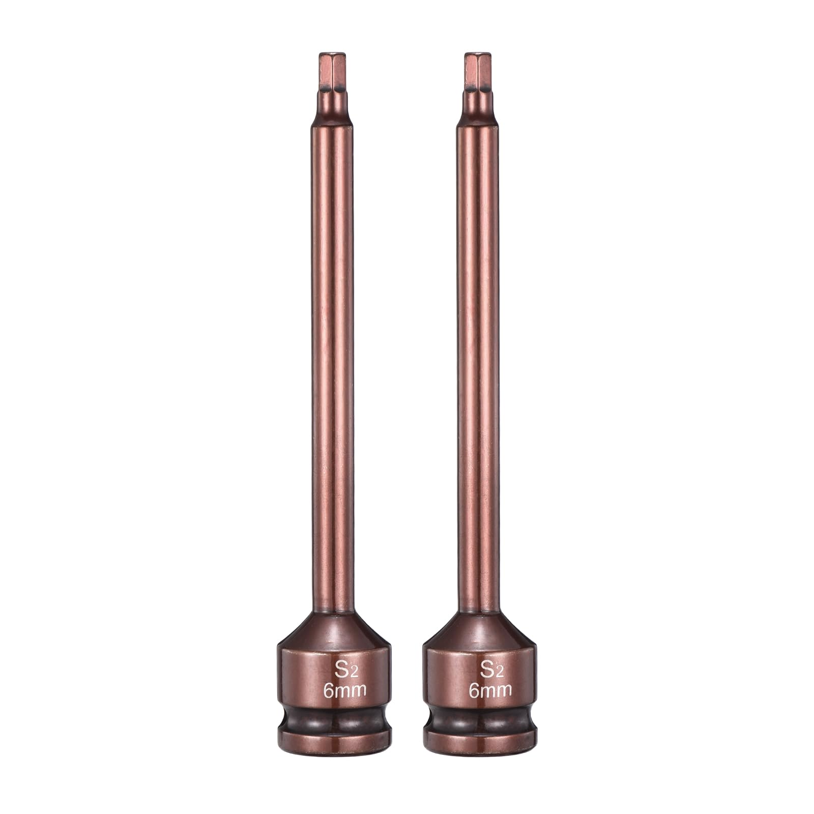 sourcing map 2pcs Impact Hex Bit Socket 1/2" Drive 6H (6mm) Hex Bits 6" Length S2 Steel Metric Impact Wrench Socket Adapter Tool for Automotive Repair Industrial Construction and Home DIY โ image 1