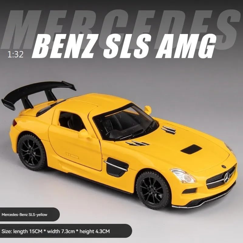 Image of 1:32 Mercedes Benz SLS AMG Vintage Retro Toy Car Diecast Metal Pull Back Car - 4 Openable Doors with Sound & Light | Luxury Toy Car & Gift for Kids 【Colors as Per Stock】