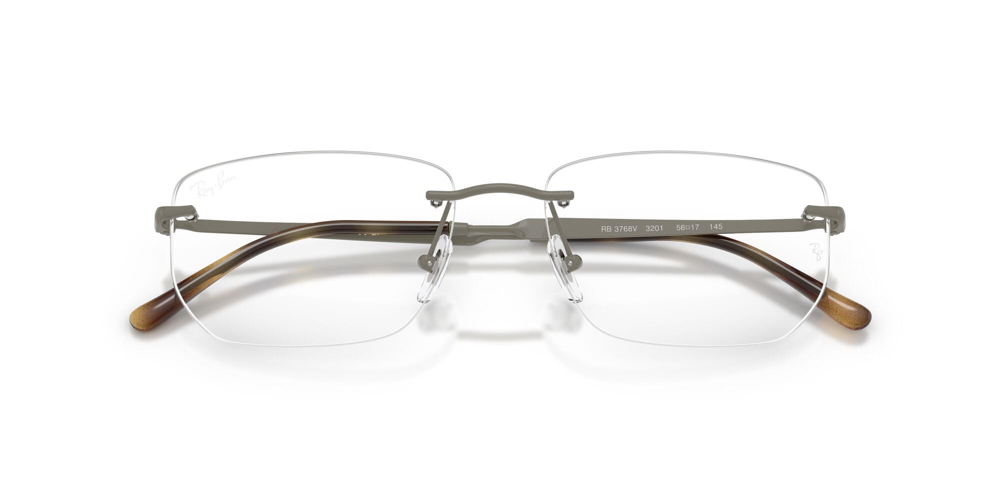 Ray-Ban Rx3768v prostokątne ramki na okulary na receptę, Szary/Demo Soczewka, 56 mm