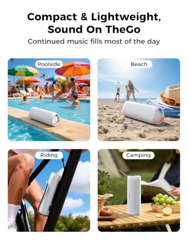 Image of Bluetooth Speaker, 20W HD Sound, Portable Wireless, IPX5 Waterproof, Up to 24H Playtime, TWS Pairing, for Home /Party /Outdoor /Camping /Beach Essentials, Electronic Gadgets, Birthday Gift (White)