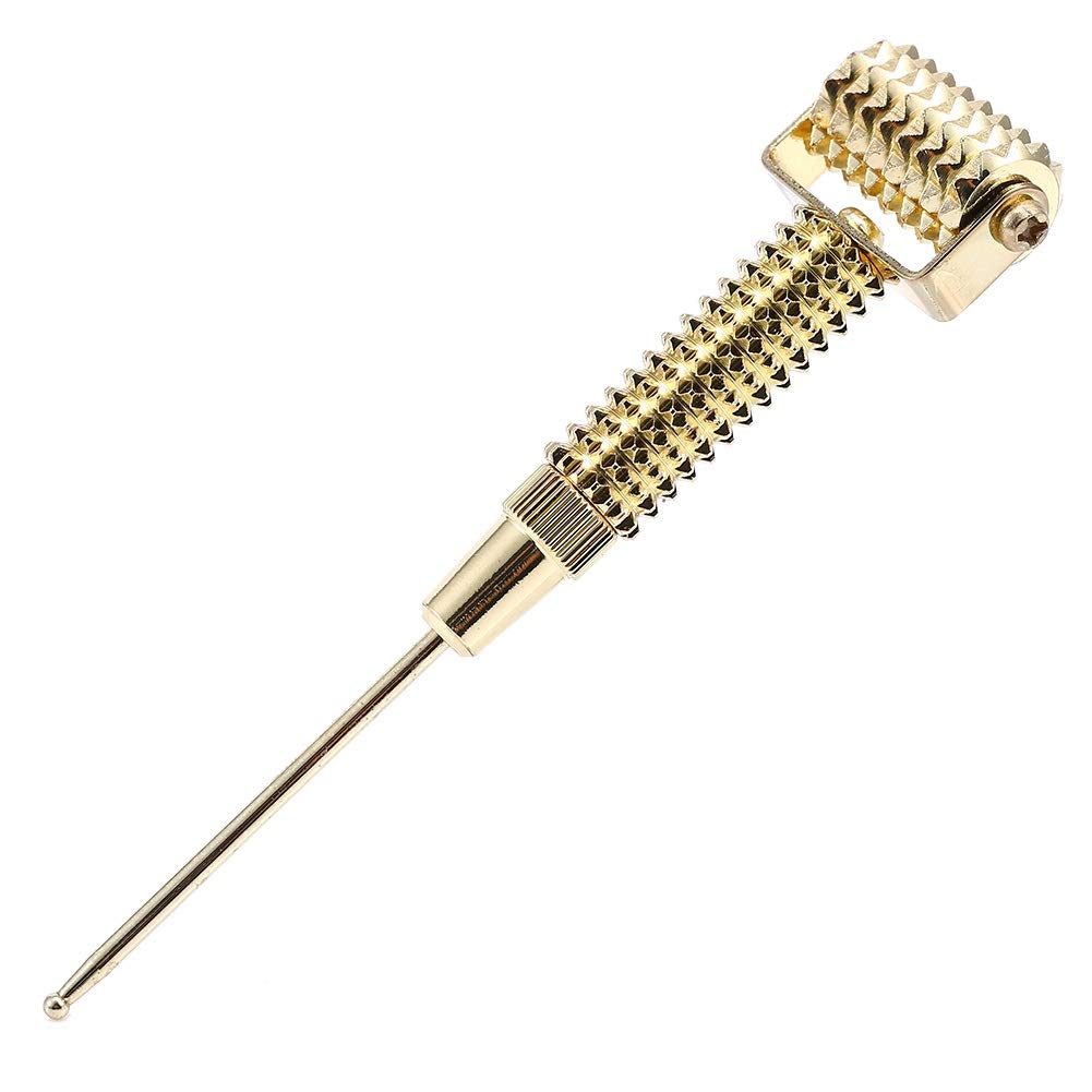 VOBOR Facial Roller Massager, Détecteur de points d'acupuncture Oreille faciale Acupoints Printemps Aiguille Roller Massage pour le corps et le visage Rouleau Massage Visage(Couleur : Or)