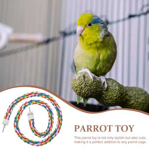 Image of POPETPOP 41.3 Inch Parrot Colorful Cotton Bendable Rope, Swing Bird Chew Toys, Parrots Cage Rope Toys, Bird Climbing Standing Toys for Small Medium Birds