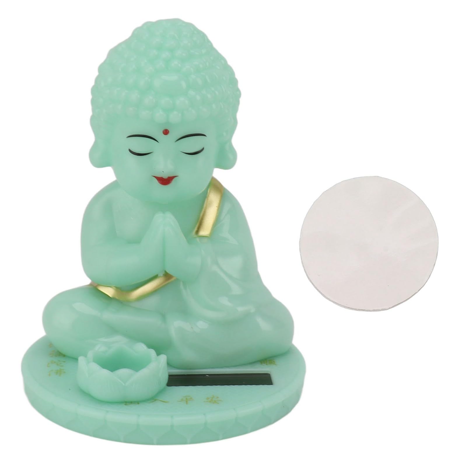 TYCIONG Car Figure Buddha Ornament Bobble Head Buddha Solar Powered Luminous Bobble Head Buddha Statue Toy for Car Dashboard Ornament Desktop Decoration (Round Bottom) - Image 3