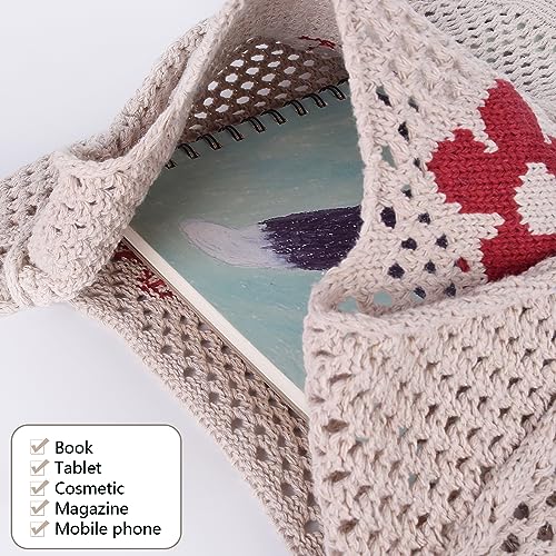 Image of LassZone Crochet Tote Bag for Women Knitted Hobo Bag Summer Beach Bag Large Shopping Shoulder Bag Handbags