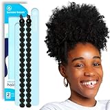BunzeeBands Adjustable Length Hairband | Long Cushioned Headband Ties for Women with Thick, Braided, Kinky, Curly, Natural Hair | Extra Stretchy, No-Slip Design (2-Pack, Black)