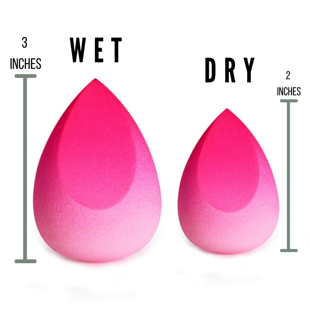 Ombre esponja de maquillaje, esponja de belleza de color degradado, material de microfibra sin látex de alta calidad, extremadamente suave mezclador de maquillaje (degradado rosa)
