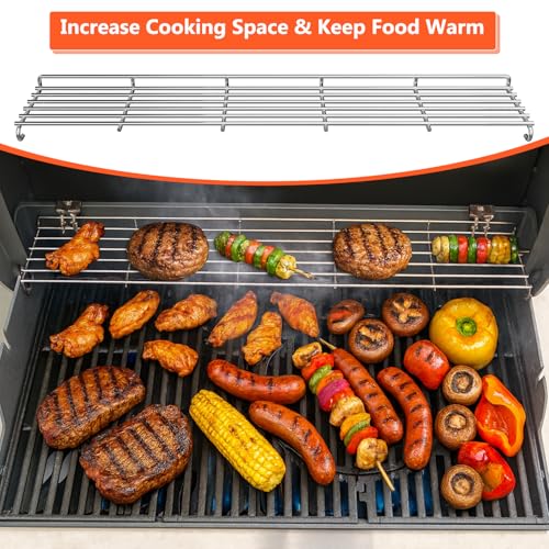 Image of QuliMetal 66045 Grill Warming Rack for Weber GS4 Genesis II E-410, II S-410, II SE-410 Grills, Grill Parts for Weber Genesis II 400 Series, SUS304 Stainless Steel Warming Rack for Genesis 66045