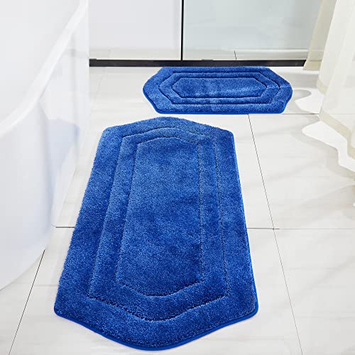 COSY HOMEER Extra Thick Bath Rug Set - Anti-Slip, Blue