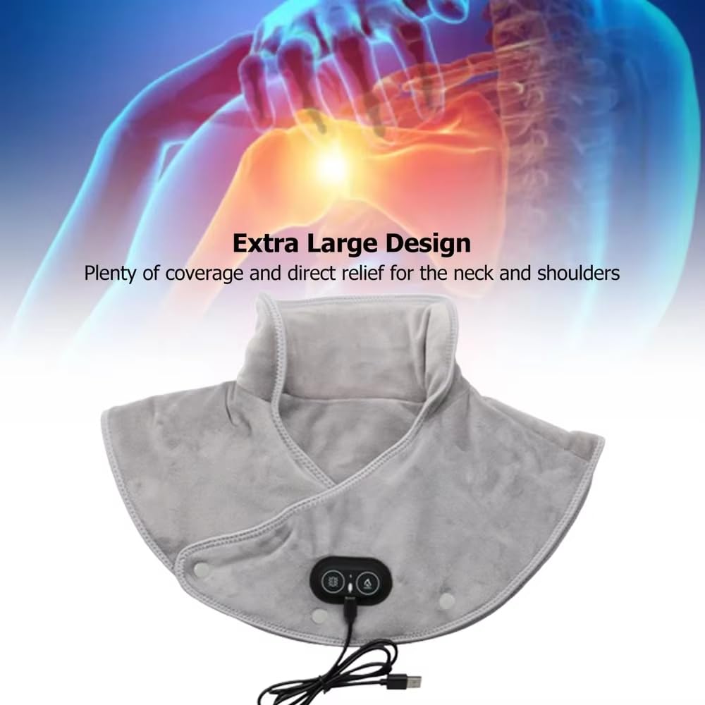 Almohadilla Térmica Eléctrica para Cuello, con Calentamiento Rápido | Batería recargable integrada de 5000 mAh Hombro 3 niveles de calor más 3 modos de masaje