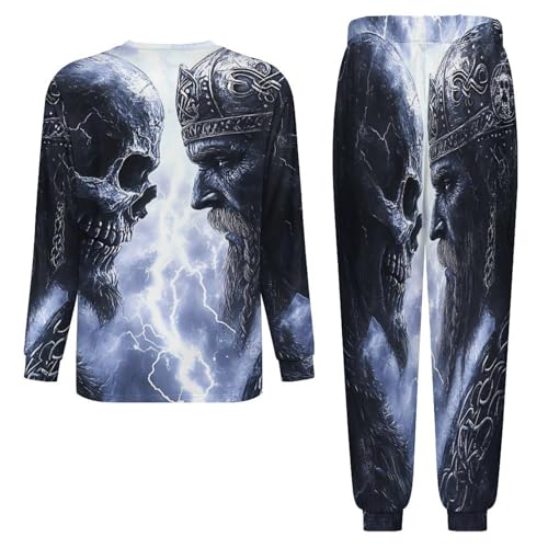 Vikingwarriors Men’s Pajama Set Long Sleeve Top And Pants Loungewear Sleepwear Pjs Nightwear4