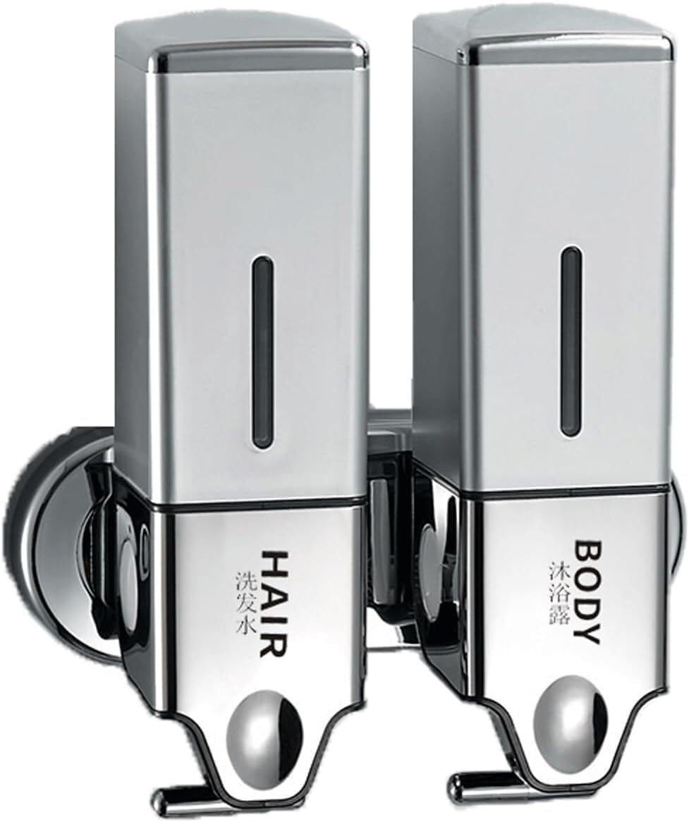 Soap bottle， Soap shower dispenser wall-mounted 500ml is suitable for bathroom(Silver-2)