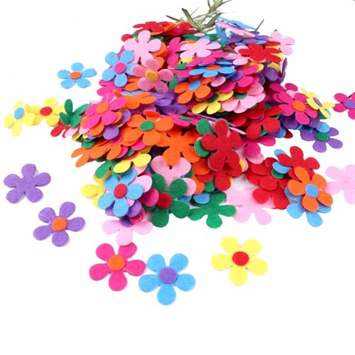 Image of 250 Pcs Felt Flowers Fabric Flower Embellishments, Small Craft Flowers Felt Flower Appliques, Colorful Felt Flower Bulk for DIY Crafts Sewing Handcraft Decoration, Clothes Hats Bags Craft Decorations