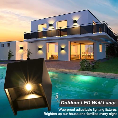 4 Stücke LED Wandleuchten Innen/Aussen Wandlampe 12W Auf und ab Einstellbarer Lichtstrahl LED Außenleuchten 2700-3000K Warmweiß Wandlampe LED IP65 Wasserdichte Wandleuchte Schwarz – Bild 6