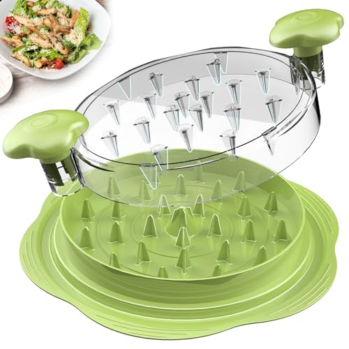 SURETIVIAN Chicken Shredder Large Chicken Breast Shredder Tool Twist with Brush&Fork, Visible Meat Shredder Machine, Anti-Slip Strip, Ergonomic Handle, BPA Free, Pork Beef Chicken(Matcha)
