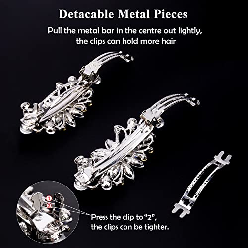 Wecoe Blue Rhinestone Hair Clip Hair Barrettes For Women Thin Hair Thick Hair Fancy Crystal Diamond Flower Hair Clips Hair Pins Wedding Hair Jewelry Hair Accessories Gifts For Women Girls #TOP4