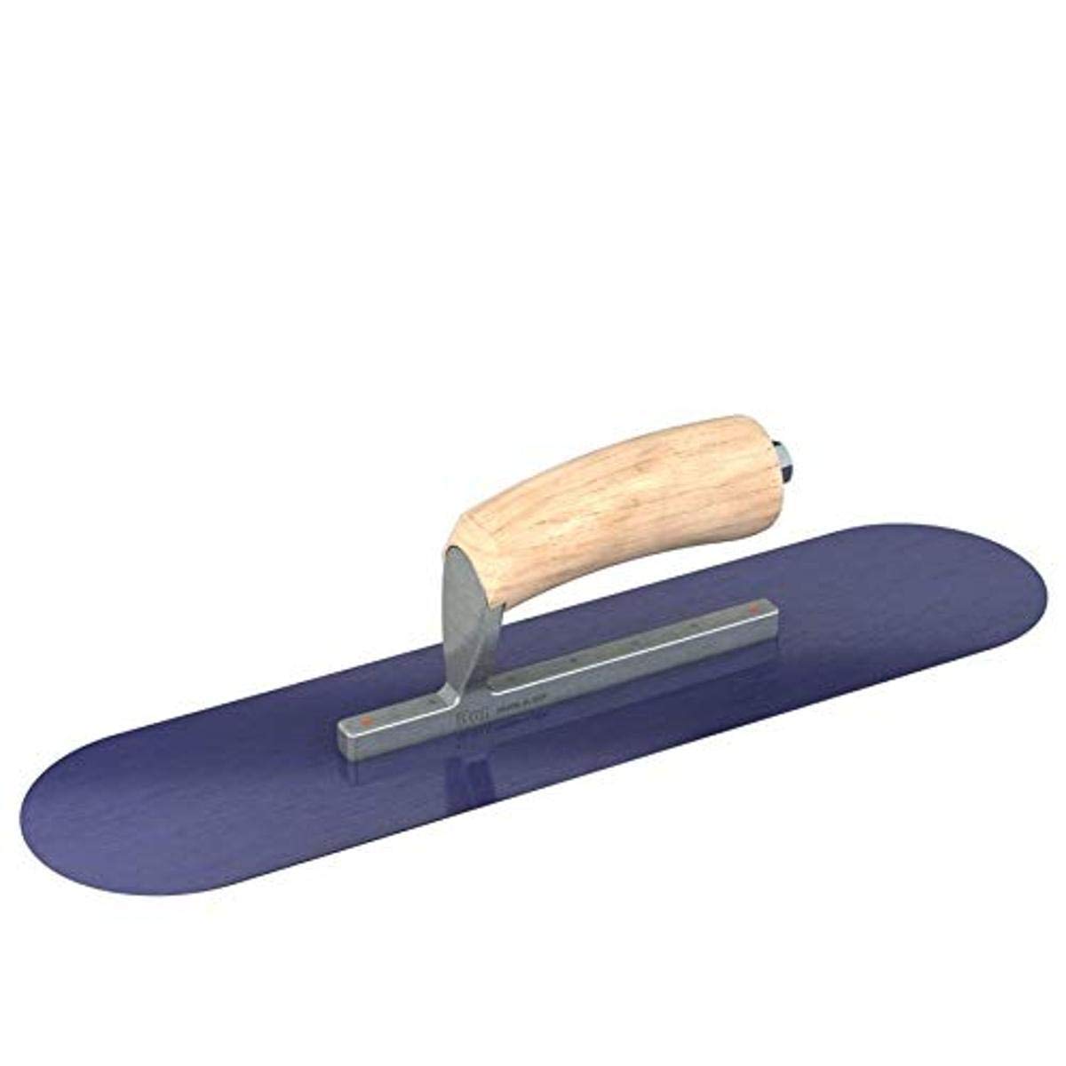 Bon Blue Steel Pool Trowel - 18" x 5" | Short Shank Round-End Concrete and Plaster Trowel with Camel Back Wood Handle | Professional Finishing Tool for Pools and Curved Surfaces