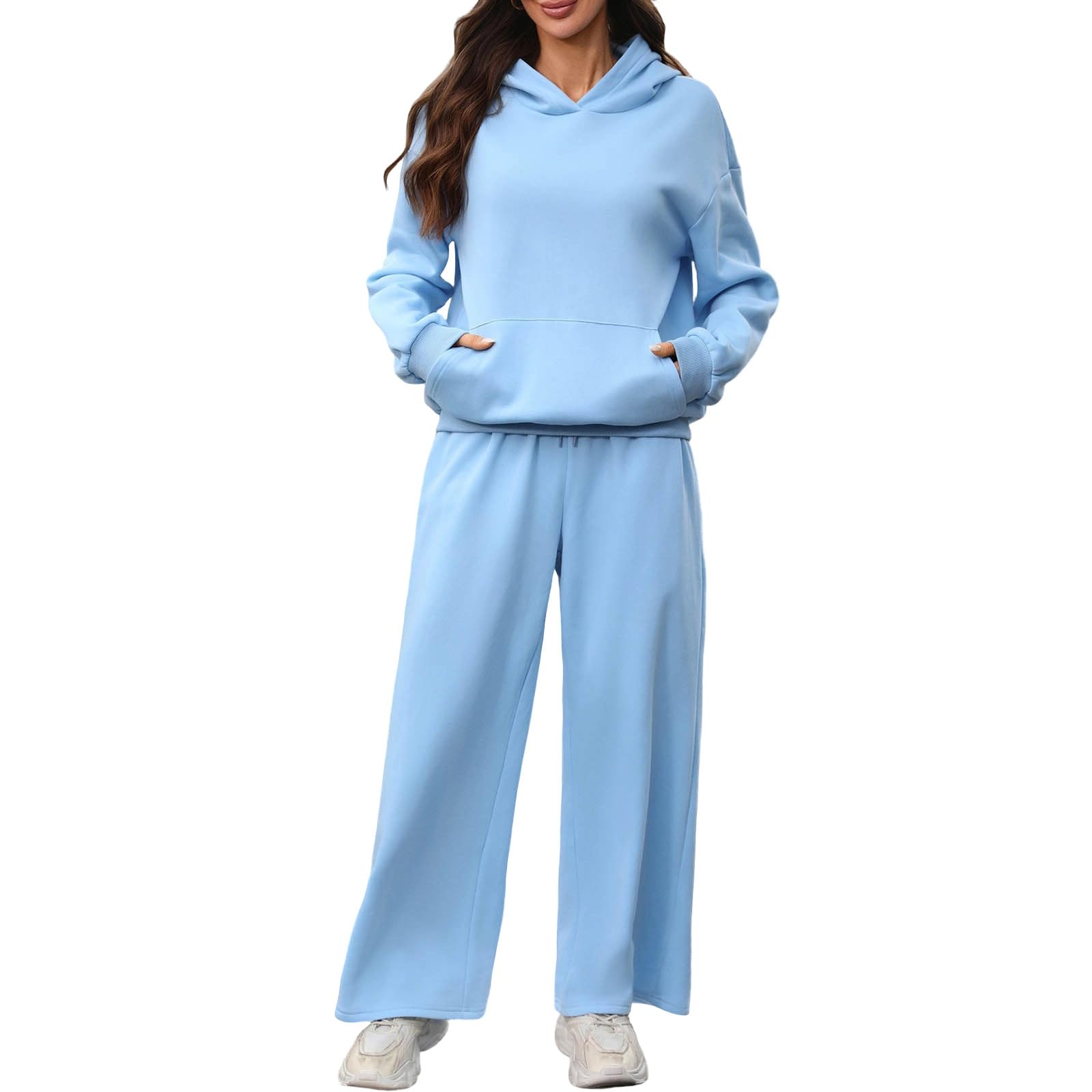 Set tuta da donna a maniche lunghe con cappuccio a gamba larga pantaloni da jogging 2 pezzi abiti da donna con cappuccio e pantaloni giubbotto da palestra allenamento activewear comodo caldo